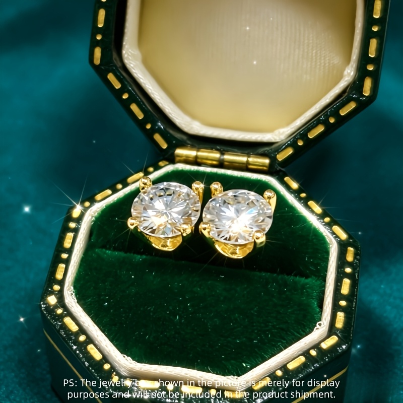 Unisex 925 Sterling Silver Moissanite Classic Stud Earrings